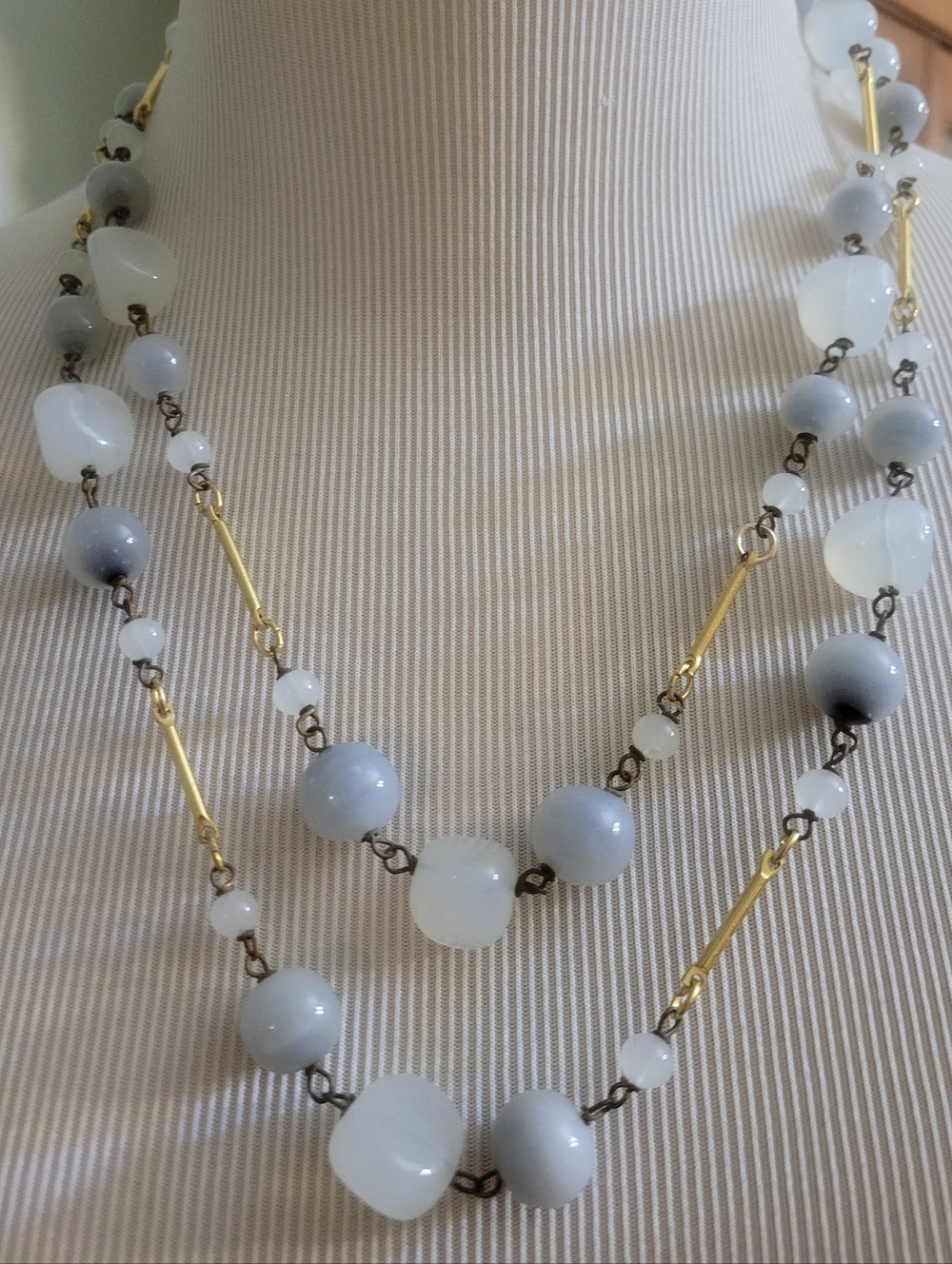 Vintage Double Strand Glass Beaded Necklace